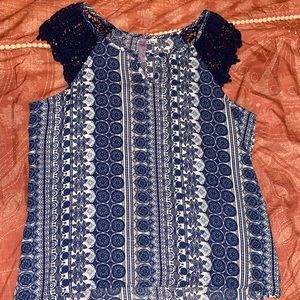 Francescas Navy Lace Top